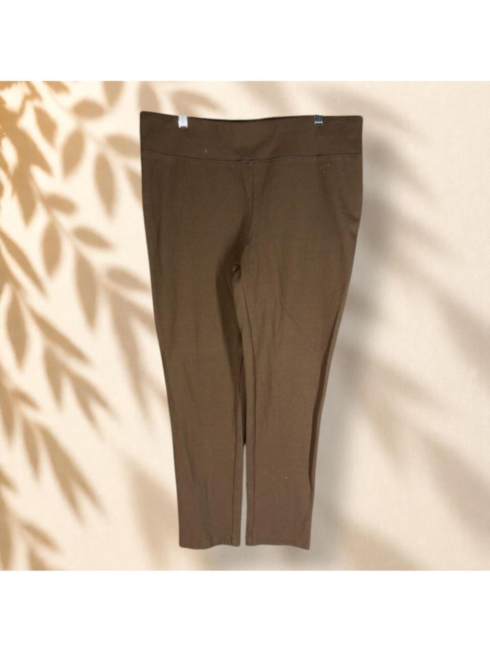 INC International Concepts Pants Women 14P Petite Brown High Rise Pull On Rayon